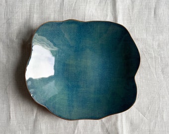 Termeh Stoneware Peacock Blue Glazed Plate