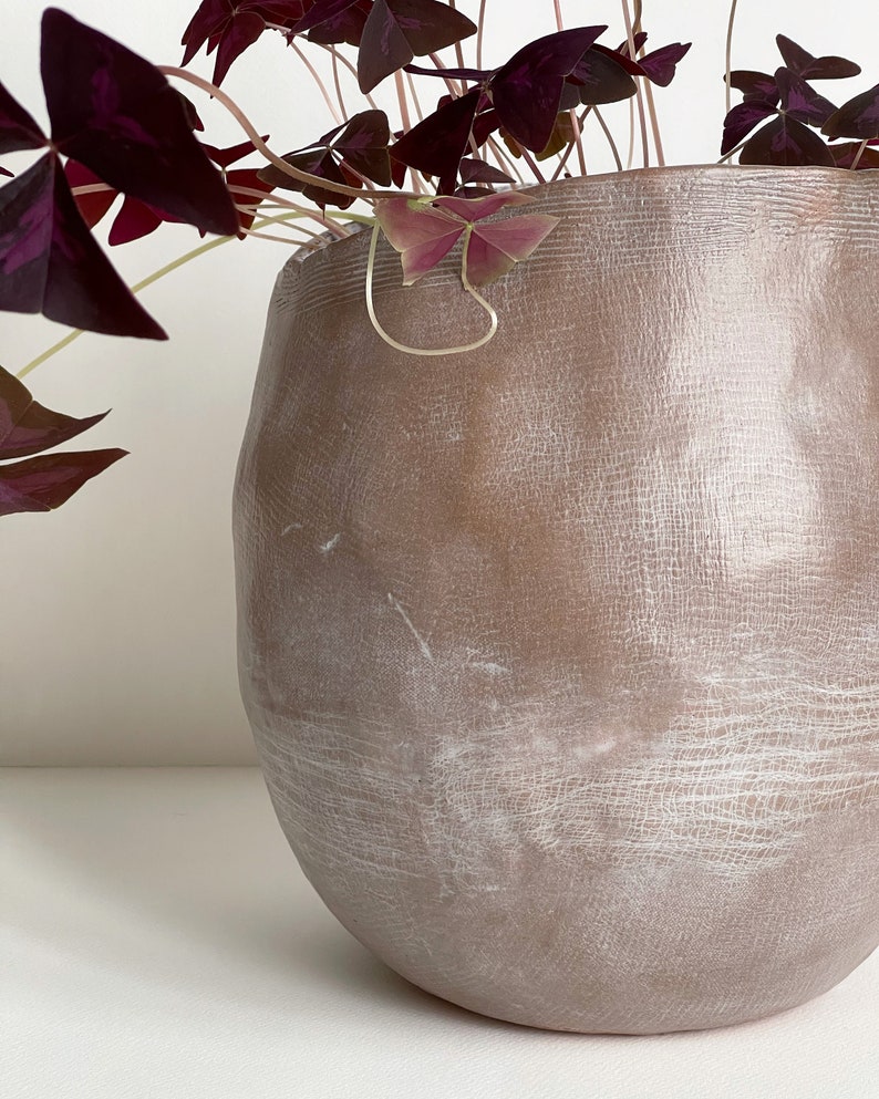 Large Stoneware Glazed Textured Vase image 4