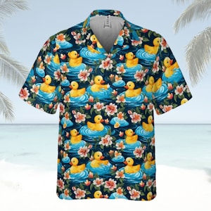 Rubber Duck Hawaiian Print Shirt with Pocket [Unisex]