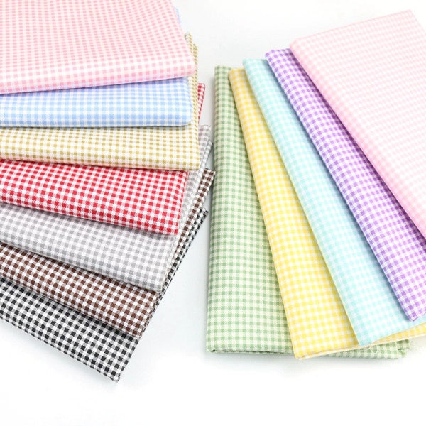 Fat Quarter Gingham/Plaid/Check Cotton for Sewing,Quilting,Patchwork,Dollhouse,Home Decor
