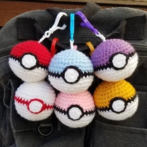 Poke Inspired | Crochet Amigurumi Poke Ball Keychain Charm
