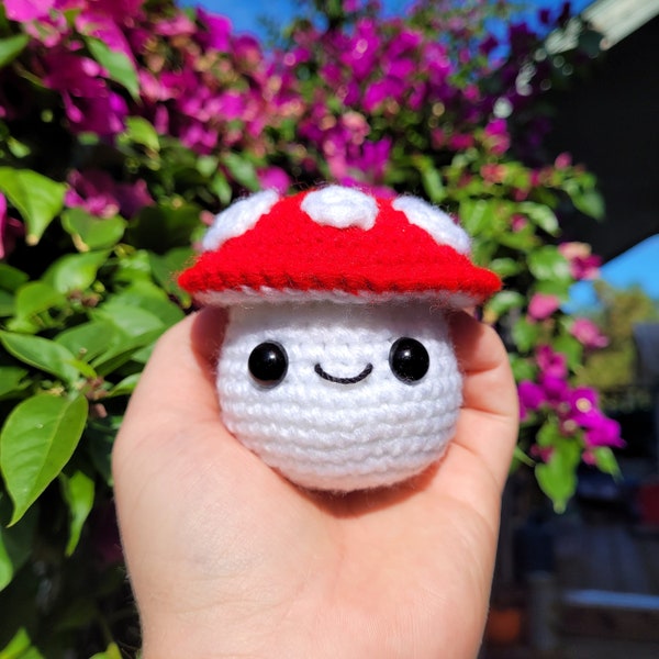 Cute Happy Mushroom Crochet | Amigurumi Stuffed Yarn Plush Toy