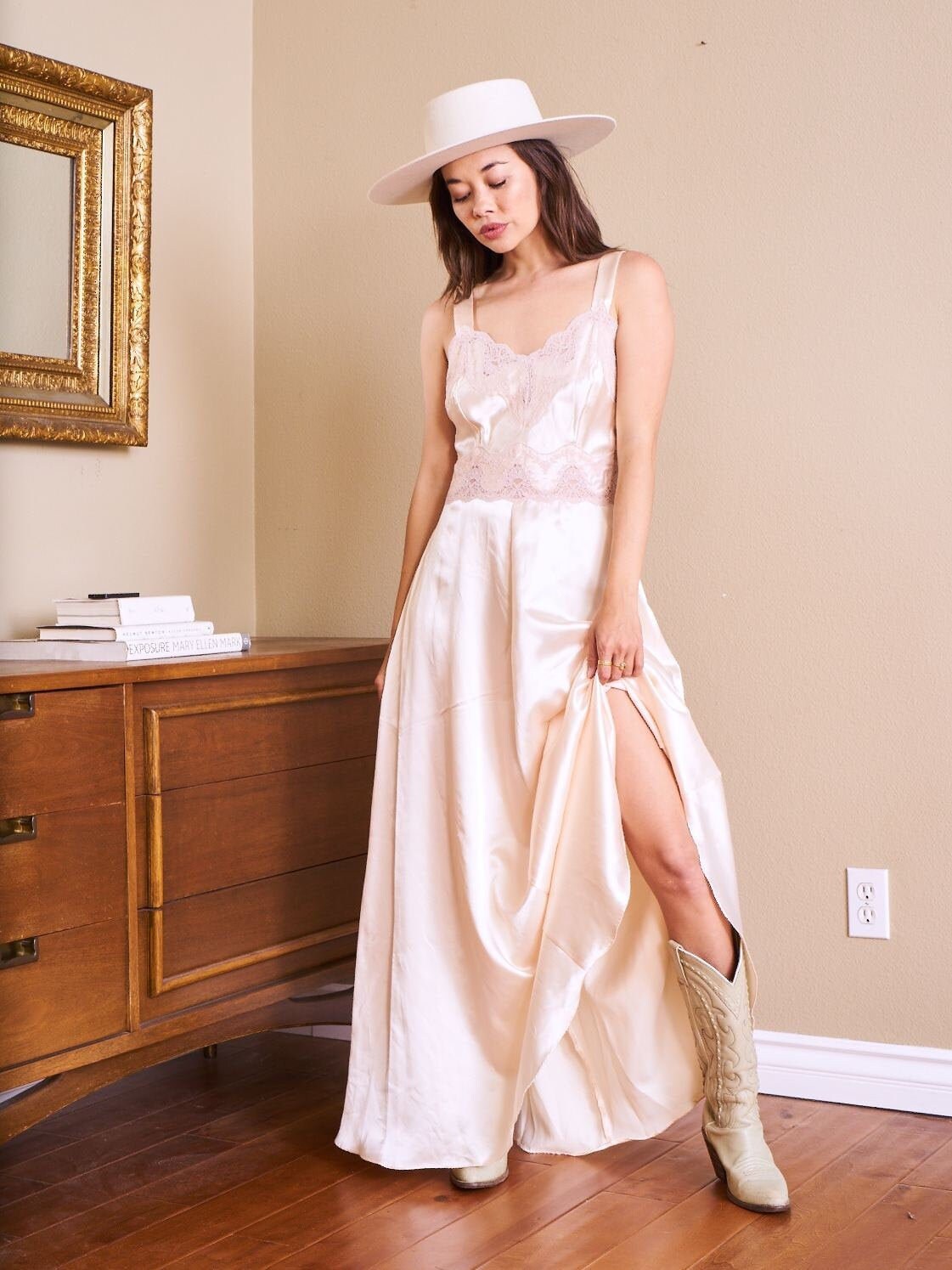 blush silk slip