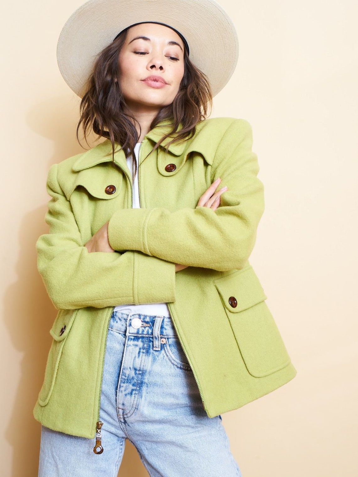 Vintage Pistachio Wool Jacket Sz SM Etsy