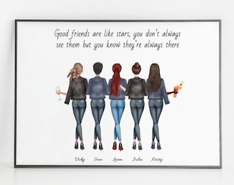 Regalo para mejor amiga Impresión de amistad Regalos para mejores amigas Impresión personalizada Foto de mejores amigas Regalo personalizado Cita de amistad Regalo de cumpleaños para ella 90