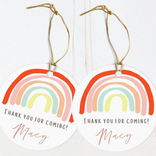 Rainbow Birthday Thank You Tags Rainbow Party Favor Tags Kids Etsy