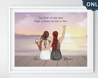 Boho Best Friend Gift Girlfriend Gift Personalized Best Friends Picture Gift Custom gift Friendship gift Besties gift Birthday Gift Idea 90