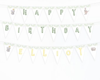 Australian animals party Custom Bunting, DIY, Animals birthday, Kangaroo bunting, Koala bunting, Wildlife birthday, Edit, 1st birthday, AA01