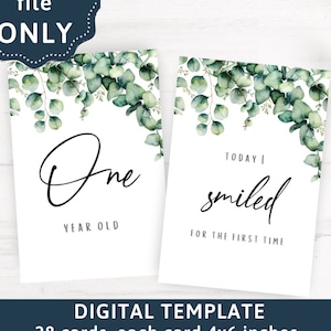 Eucalyptus Baby Milestone Cards, Greenery Baby Shower Milestone Cards Cadeau, Baby Keepsake Milestone Cards, Cadeau nouveau-né, Accessoires photo, 59