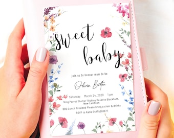Wildflower Baby Shower Invitation: Boho Floral Greenery (Digital Printable)