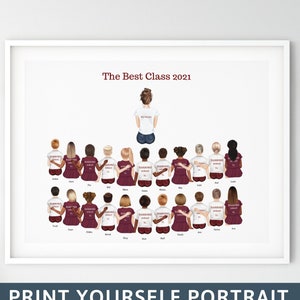 Personalised Teacher class gift Class names print Lockdown teacher gifts End of term gift School nursery gift Class of 2022 Teacher gift 90