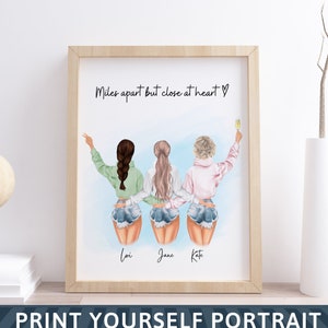 Beste Freunde Porträt, benutzerdefinierte Freund Drucke, personalisierte beste Freunde Porträt, beste Freunde Illustration Geschenk Bild, Geschenk für Freund