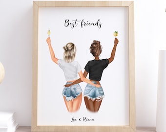 Regalo para mejor amiga Impresión de amistad Regalos para mejores amigas Impresión personalizada Foto de mejores amigas Regalo personalizado Cita de amistad Regalo de cumpleaños para ella 90