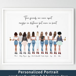 Best friend gift Friendship print Bestie gifts Personalized print Best friends picture Custom gift Sister gifts Birthday gift for her 90