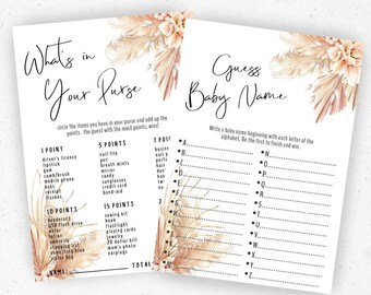 Blommiga babyshower-lekar Pampasgräs babyshower-paket Könsneutral Boho babyshower Tropisk öken babyshower Grönska babyshower 88