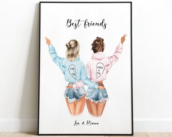 Regalo para mejor amiga Impresión de amistad Regalos para mejores amigas Impresión personalizada Foto de mejores amigas Regalo personalizado Cita de amistad Regalo de cumpleaños para ella 90