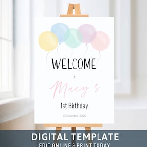Globos pastel Cartel de bienvenida Globo colorido Tablero de bienvenida Boho Party Sign Pastel Birthday Party Poster Boho Birthday Banner 105