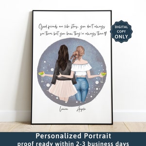 Personalized Best friend gift Friendship print Girlfriend print Bestie gifts Best friends picture Custom gift Sister gifts Birthday gift 90