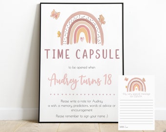 Pastel Rainbow Time Cápsula Baby Girl Primer cumpleaños Arco Iris Cumpleaños, Signo hito, 1er cumpleaños, Cartel hito, Arco Iris Apagado 102