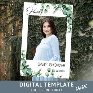 Eucalyptus Baby Shower Photo Prop Baby Shower Photo Booth Frame Gender Neutral Baby Shower Selfie Frame Baby Girl Baby Boy Photo Frame 59