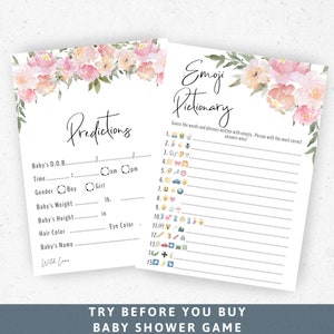 Floral Baby Shower Spelletjes Pastel Baby Shower Bundel Pastel Roze Baby Shower Bloemen douche Groen Baby Shower Boho Baby Shower Baby Girl 114