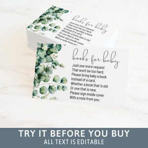 Eucalyptus Baby Shower Livres pour baby card Verdure Demande de livre Gender Neutral Baby Shower Decor Apportez un livre au lieu d’une carte Boho 59