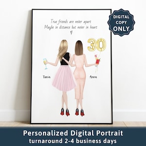 Presente de melhor amigo, impressão de amizade, presentes de bestie, 40º, 30º, 20º presente de aniversário para ela, imagem de melhores amigos, presente personalizado, citação de amizade 90