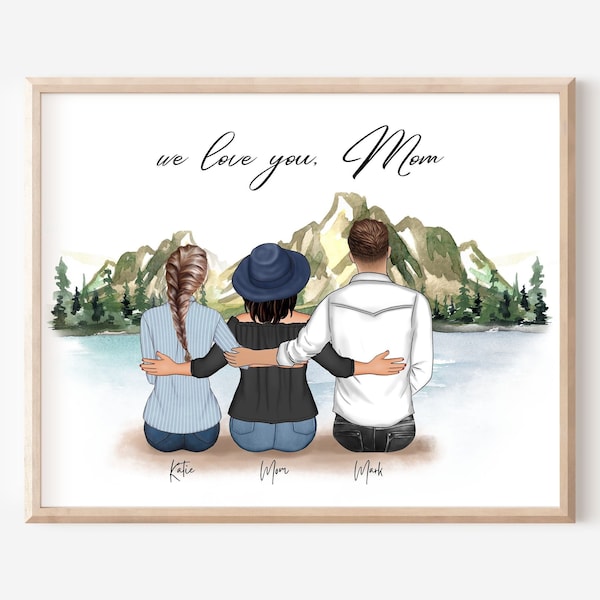 Mom Gift From Daughter Mothers day gift Personalized Wall Art Mom Birthday Gift Family Portrait Christmas Gift for Mom Custom Prints 90