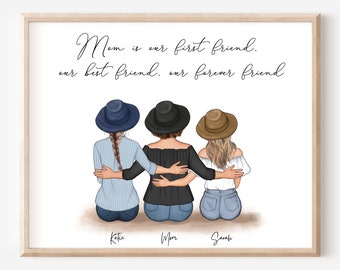 Mom Gift From Daughter Mothers day gift Personalized Wall Art Mom Birthday Gift Family Portrait Christmas Gift for Mom Custom Prints 90