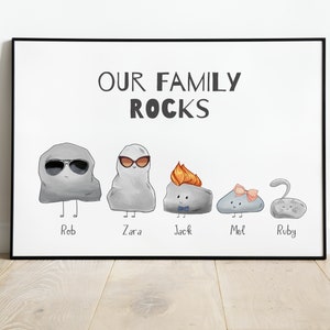 Custom family gift|Personalised Family Print|Home decor|Housewarming gift|Christmas gift|Family print|Family portrait|Rocks Family|Cool gift