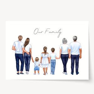 Personalized Family Wall Art Custom Family portrait gift Mothers day gift idea Mom gift from daughter family Birthday gift Christmas Gift