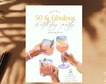 Digitale Einladung zum 50. Geburtstag, 50 und fabelhaft, 50. Geburtstag einladen, 50. E-Invite, 50. Geburtstagseinladung, 50. Geburtstagsparty