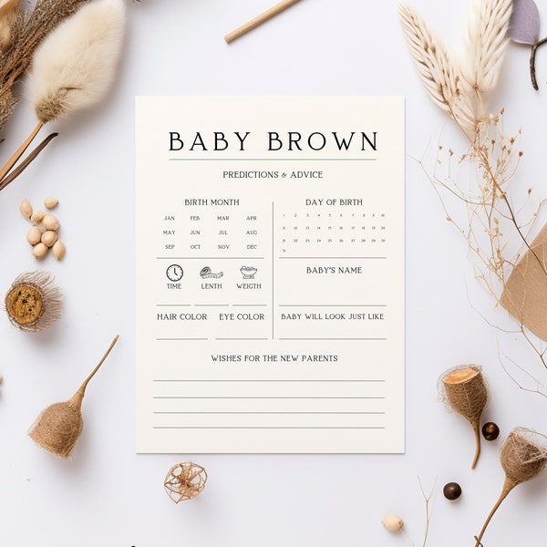 Minimalistische Babyparty Sprüche & Karten (Digitaler Download)