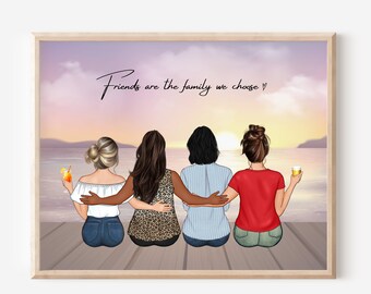 Mom Gift From Daughter Mothers day gift Family Portrait Personalized Wall Art Mom Birthday Gift Christmas Gift for Mom Custom Portrait 90