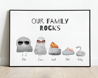 Personalized Rocks Family Portrait | Custom Home Decor (Digital File)