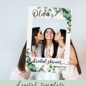 Bridal Shower Photo Prop Greenery Bridal Shower Photo Booth Frame Boho Bridal Shower Sign Personalized Selfie Frame Wedding Photo Frame 92