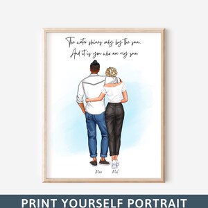 Boyfriend gift Girlfriend gift for Couple Anniversary Gift for him Birthday Gift for her Family portrait Personalized gift Christmas Gift 90