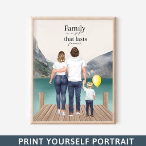 Personalized family portrait Personalised family print Christmas gift Custom family gift Best friend gift Keepsake gift Birthday gift 90