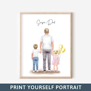 Father day gift Fathers day print Gift for Dad Birthday gift Personalized family portrait Personalised family gift Christmas gift 90