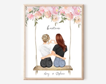 Regalo para mejor amiga Impresión de amistad Regalo de cumpleaños para ella Regalos para mejores amigas Impresión personalizada Foto de mejores amigas Regalo personalizado Cita de amistad 90
