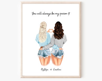 Best friend gift Bestie gifts Personalized print Best friends picture Custom gift Friendship quote Friendship print Birthday gift for her 90