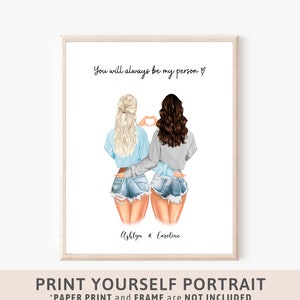 Best friend gift Bestie gifts Personalized print Best friends picture Custom gift Friendship quote Friendship print Birthday gift for her 90