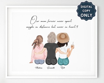 Mom Gift From Daughter Personalized Wall Art Christmas Gift for Mom Custom Mother Son Print Mom Birthday Gift Family Portrait Prints 90