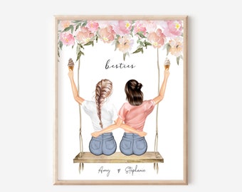 Regalo para mejor amiga Impresión de amistad Regalos para mejores amigas Impresión personalizada Foto de mejores amigas Regalo personalizado Cita de amistad Regalo de cumpleaños para ella 90