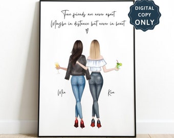 Best friend gift Friendship print Bestie gifts Personalized print Best friends picture Custom gift Friendship quote Birthday gift for her 90