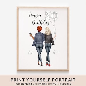 50e verjaardagscadeau voor haar Vijftig verjaardag Beste vriend cadeau Zuster cadeau Cadeau voor mama Moeders verjaardagscadeau Gepersonaliseerde print Beste vrienden 90
