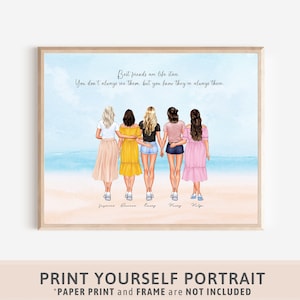 Best friend gift for sister Best friends picture Sister gifts Birthday gift Bestie gifts Friendship print Personalized Mothers day gift 90