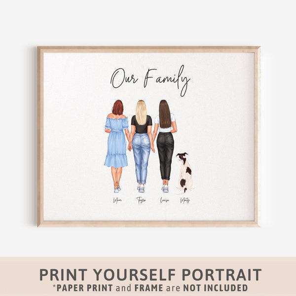 Sister gift Family portrait Best friend gift Gift for sister Friendship print Mothers day gift Bestie gifts Best friends picture gift 90