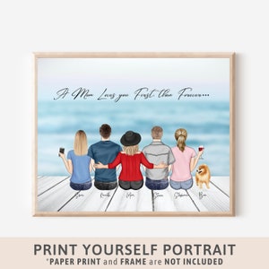Cadeau maman de sa fille Cadeau fête des mères Art mural personnalisé Cadeau d&#39;anniversaire de maman Portrait de famille Cadeau de Noël pour maman Impressions personnalisées 90