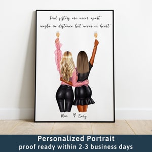Best friend gift Friendship print Bestie gifts Personalized print Best friends picture Custom gift Sister gifts Birthday gift for her 90